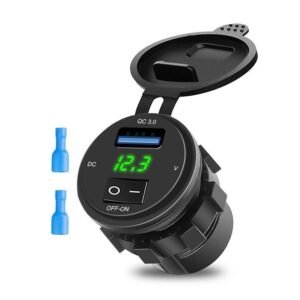 Φορτιστής αναπτήρα αυτοκινήτου με ψηφιακό βολτόμετρο