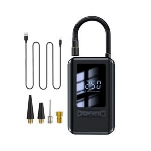 Ασύρματος αεροσυμπιεστής οχημάτων με ψηφιακή οθόνη LCD σε πρακτικό μέγεθος.