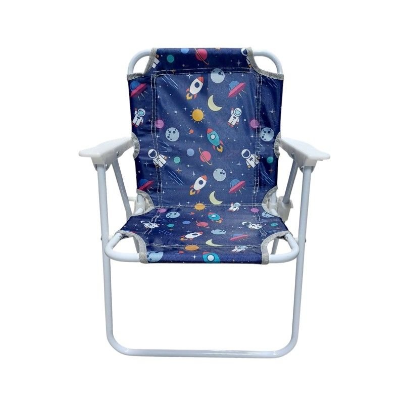 Παιδική πτυσσόμενη καρέκλα camping σε σκούρο μπλε χρώμα με σχέδιο διαστήματος