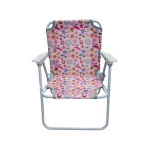 Παιδική πτυσσόμενη καρέκλα camping ροζ με σχέδια λουλούδια