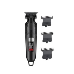 Κουρευτική μηχανή KM-2284 από Kemei σε μαύρο χρώμα με αξεσουάρ.