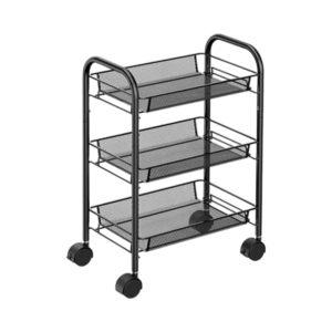 Τροχήλατη ραφιέρα τροφίμων κουζίνας, μεταλλική, τριώροφη