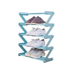 Μπλε ραφιέρα παπουτσιών 5 επιπέδων με μεταλλικές βέργες