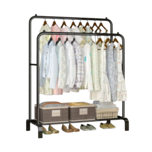 Κρεμάστρα δαπέδου YP604 με ράφι παπουτσιών σε μαύρο χρώμα