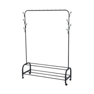 Τροχήλατη κρεμάστρα δαπέδου με ράφια παπουτσιών YP-608 Μαύρη