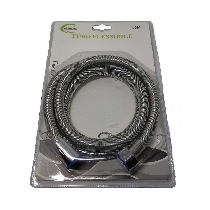 Σπιράλ ντουζιέρας inox μήκους 1.5m με λεπτές ραβδώσεις