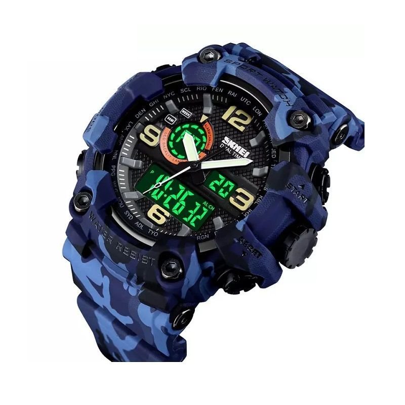 Ψηφιακό/αναλογικό ρολόι χειρός Skmei 1520 Army Blue